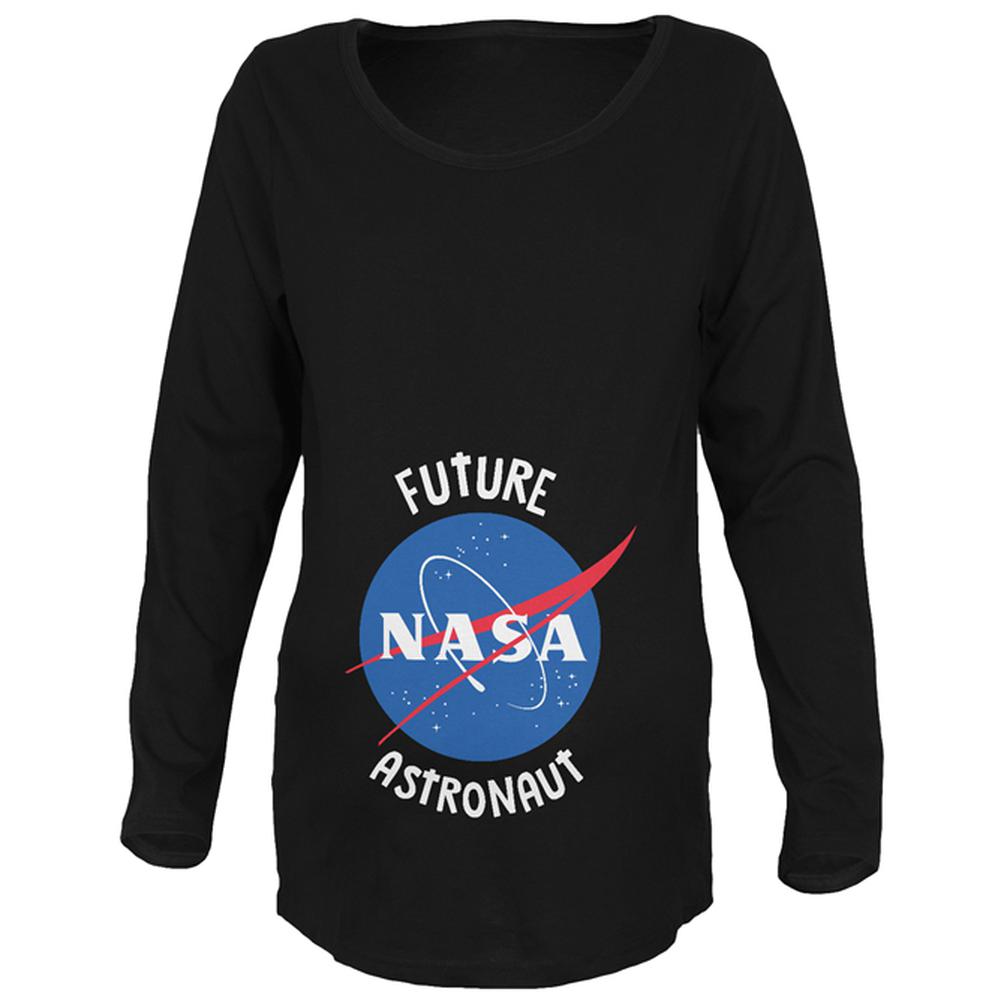 Future NASA Space Astronaut Maternity Soft Long Sleeve T Shirt Maternity Long Sleeve T-Shirts Old Glory 2XL Black