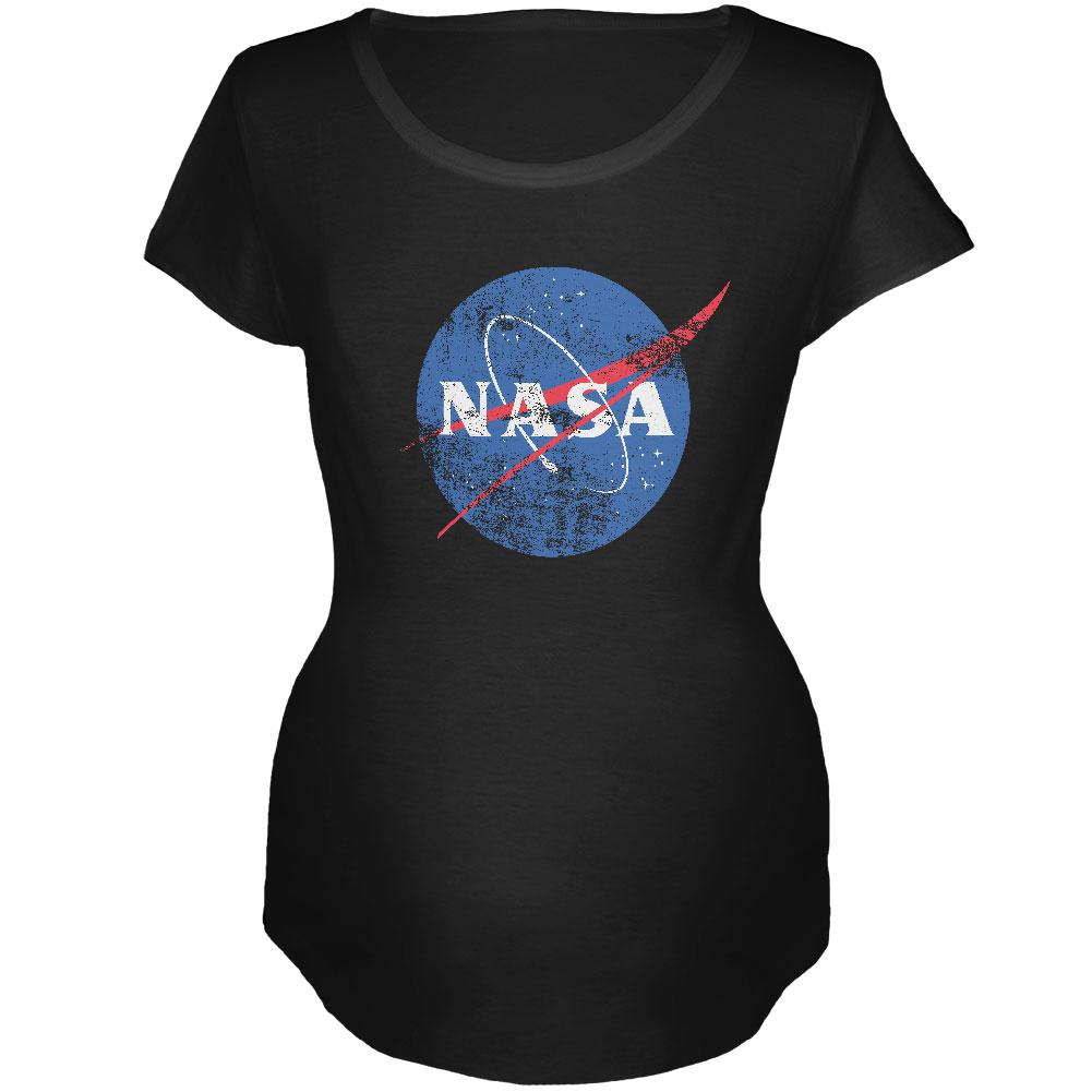 NASA Distressed Logo Maternity Soft T Shirt Maternity T-Shirts NASA 2XL Black