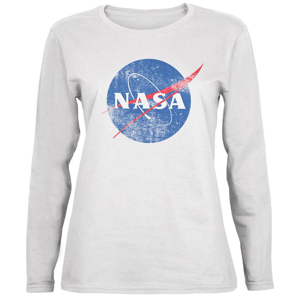 NASA Distressed Logo Ladies' Relaxed Jersey Long-Sleeve Tee Women's Long Sleeves NASA 2XL White