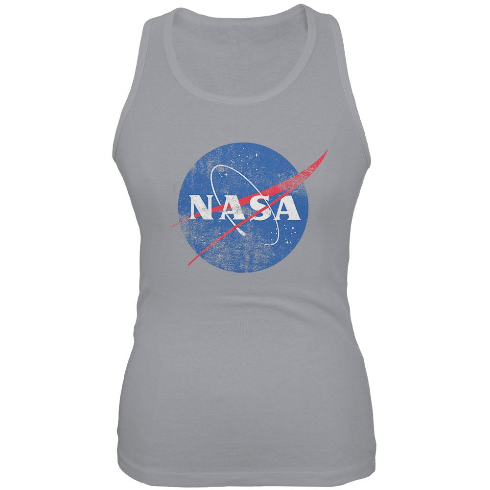 NASA Distressed Logo Juniors Soft Tank Top Juniors Tank Tops NASA 2XL Grey
