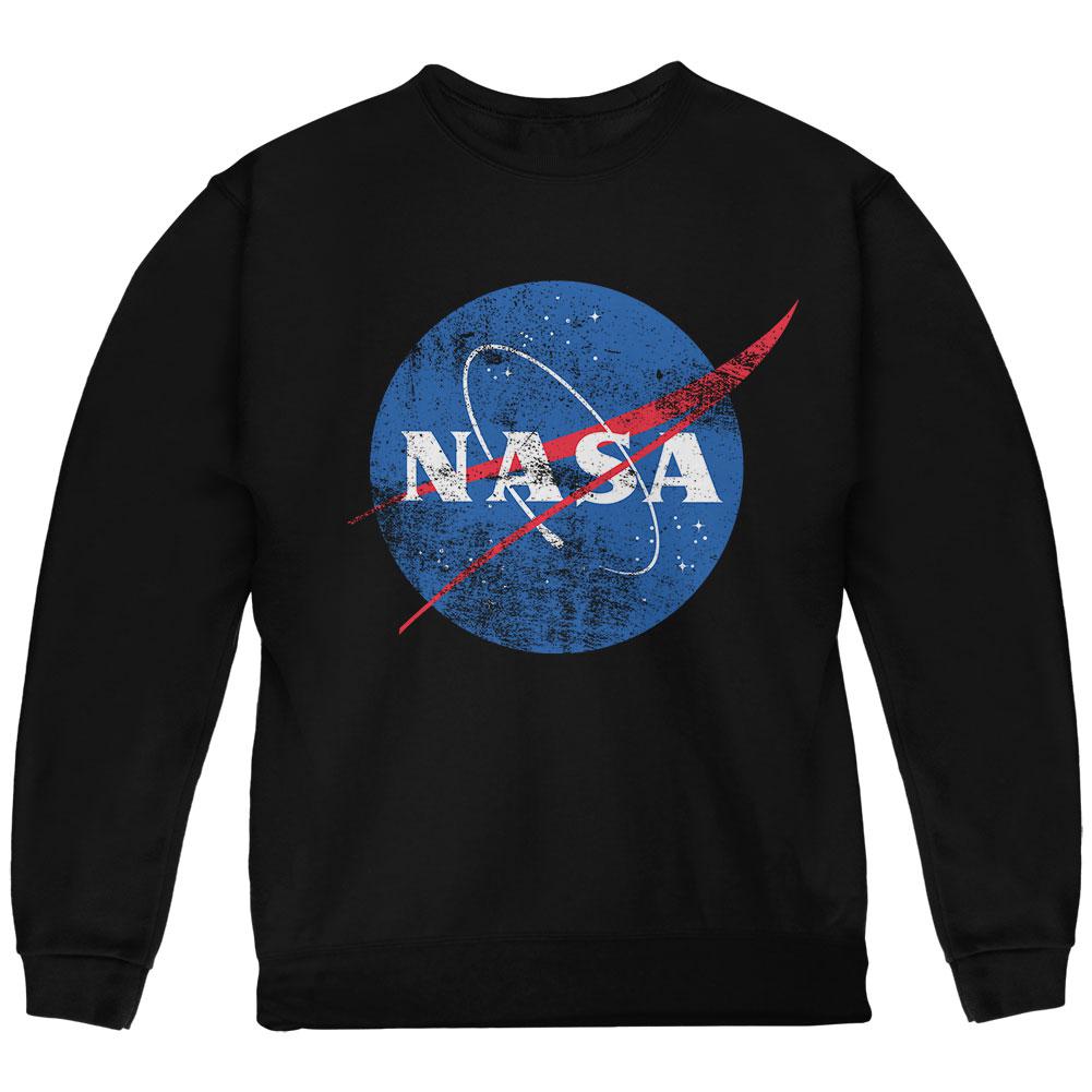 NASA Distressed Logo Youth Sweatshirt Youth Sweatshirts NASA LG Black