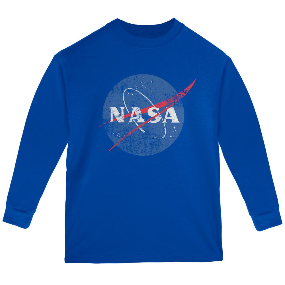 NASA Distressed Logo Youth Long Sleeve T Shirt Youth Long Sleeves NASA LG Blue