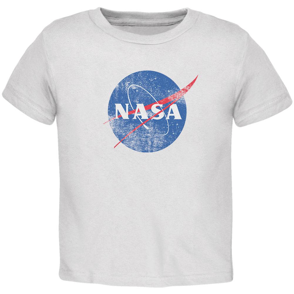 NASA Distressed Logo Baby Crewneck T Shirt Infant T-Shirts NASA 12MO White