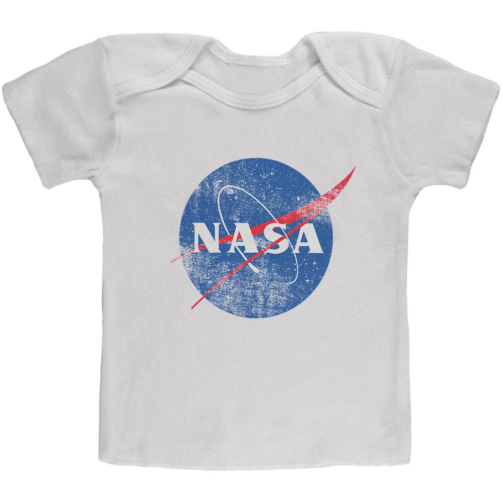 NASA Distressed Logo Baby T Shirt Infant T-Shirts NASA 12MO White
