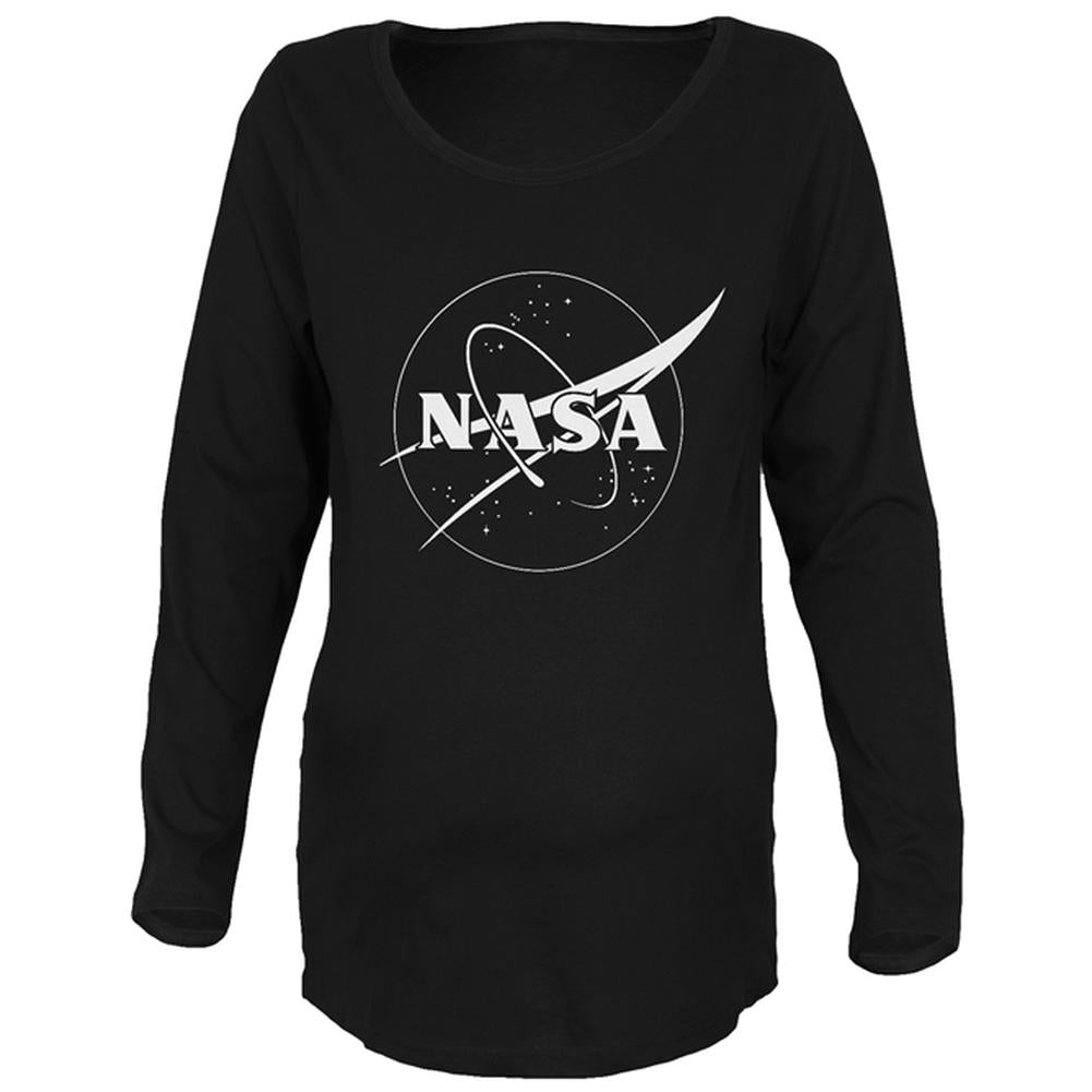 NASA Outline Logo Maternity Soft Long Sleeve T Shirt Maternity Long Sleeve T-Shirts NASA 2XL Black