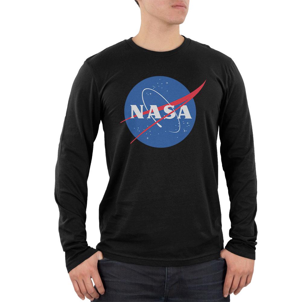 NASA Logo Mens Soft Long Sleeve T Shirt Men's Long Sleeves NASA 2XL Black
