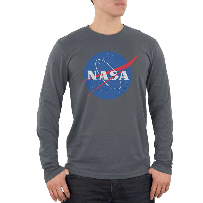 NASA Logo Mens Soft Long Sleeve T Shirt Men's Long Sleeves NASA 2XL Grey