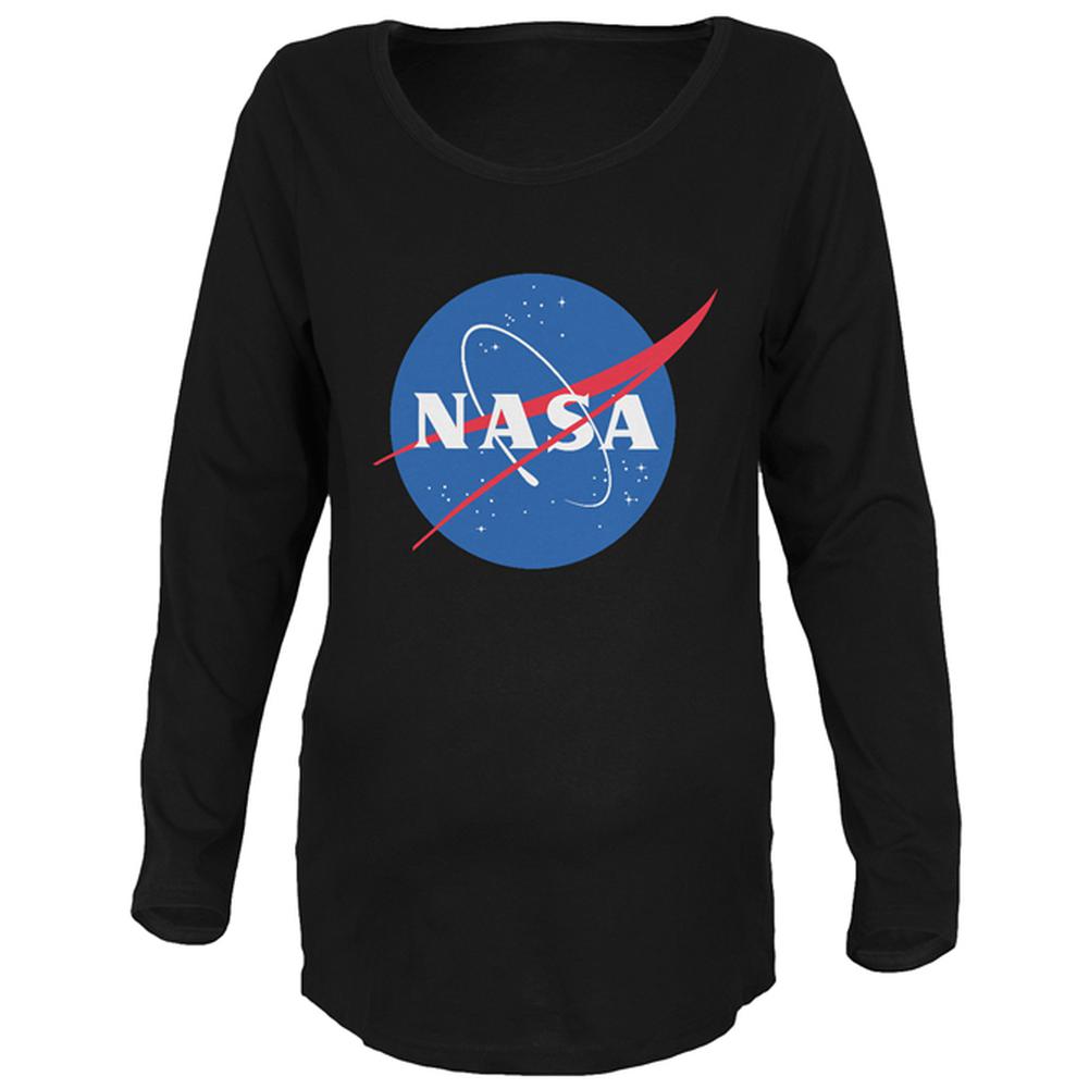 NASA Logo Maternity Soft Long Sleeve T Shirt Maternity Long Sleeve T-Shirts NASA 2XL Black