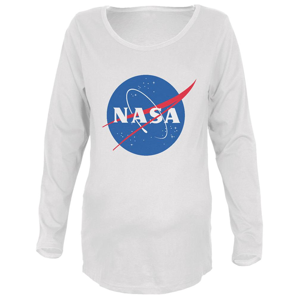NASA Logo Maternity Soft Long Sleeve T Shirt Maternity Long Sleeve T-Shirts NASA 2XL White
