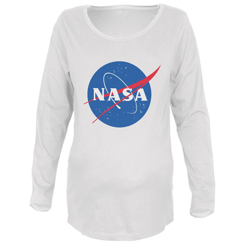 NASA Logo Maternity Soft Long Sleeve T Shirt Maternity Long Sleeve T-Shirts NASA 2XL White