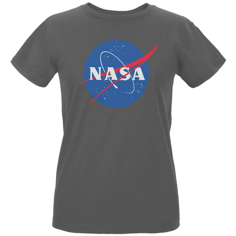 NASA Logo Womens Organic T Shirt Women's T-Shirts Old Glory LG Charcoal