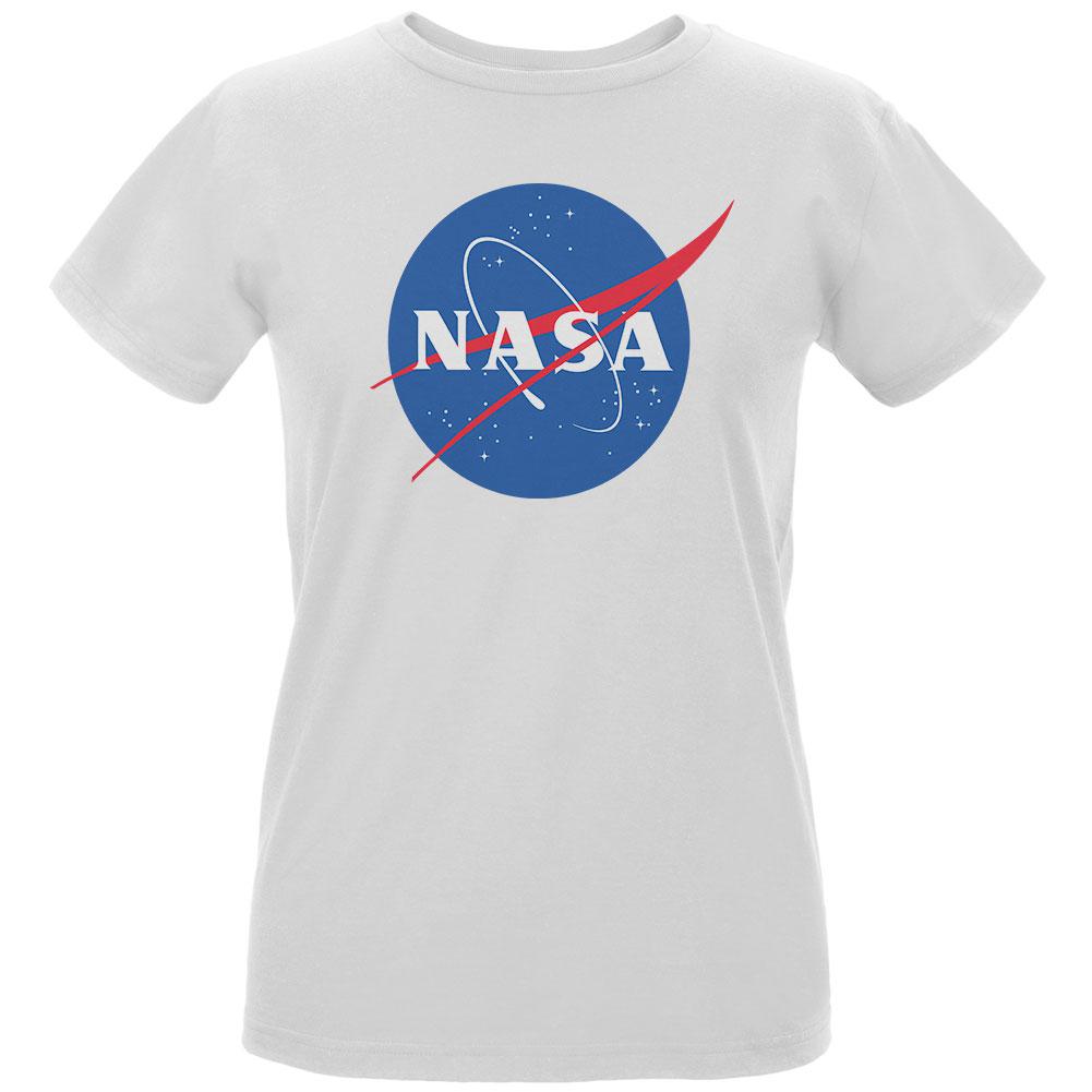 NASA Logo Womens Organic T Shirt Women's T-Shirts Old Glory LG White