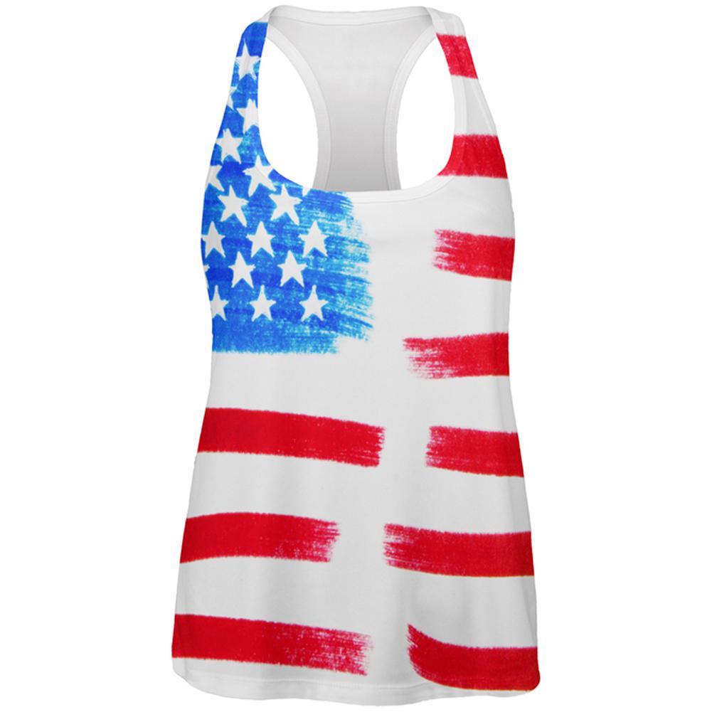 4th of July Color Me American All Over Womens Work Out Tank Top Women's Tank Tops Old Glory 2XL Multi