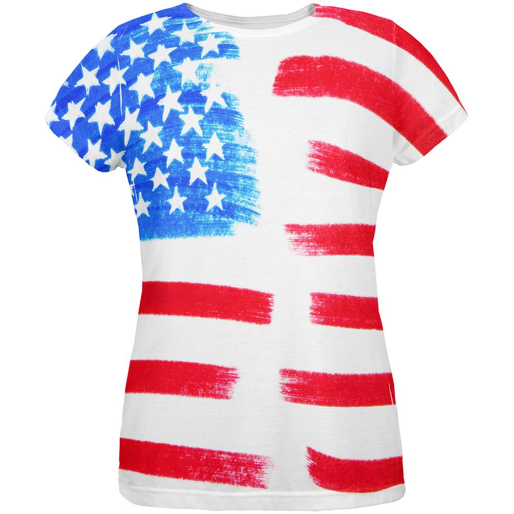 4th of July Color Me American All Over Womens T Shirt Women's T-Shirts Old Glory 2XL Multi