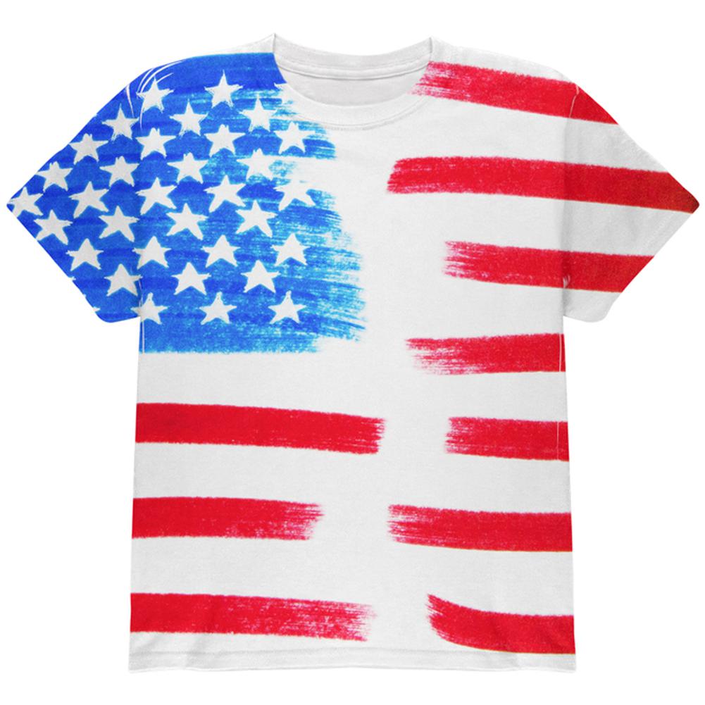 4th of July Color Me American All Over Youth T Shirt Youth T-Shirts Old Glory LG Multi