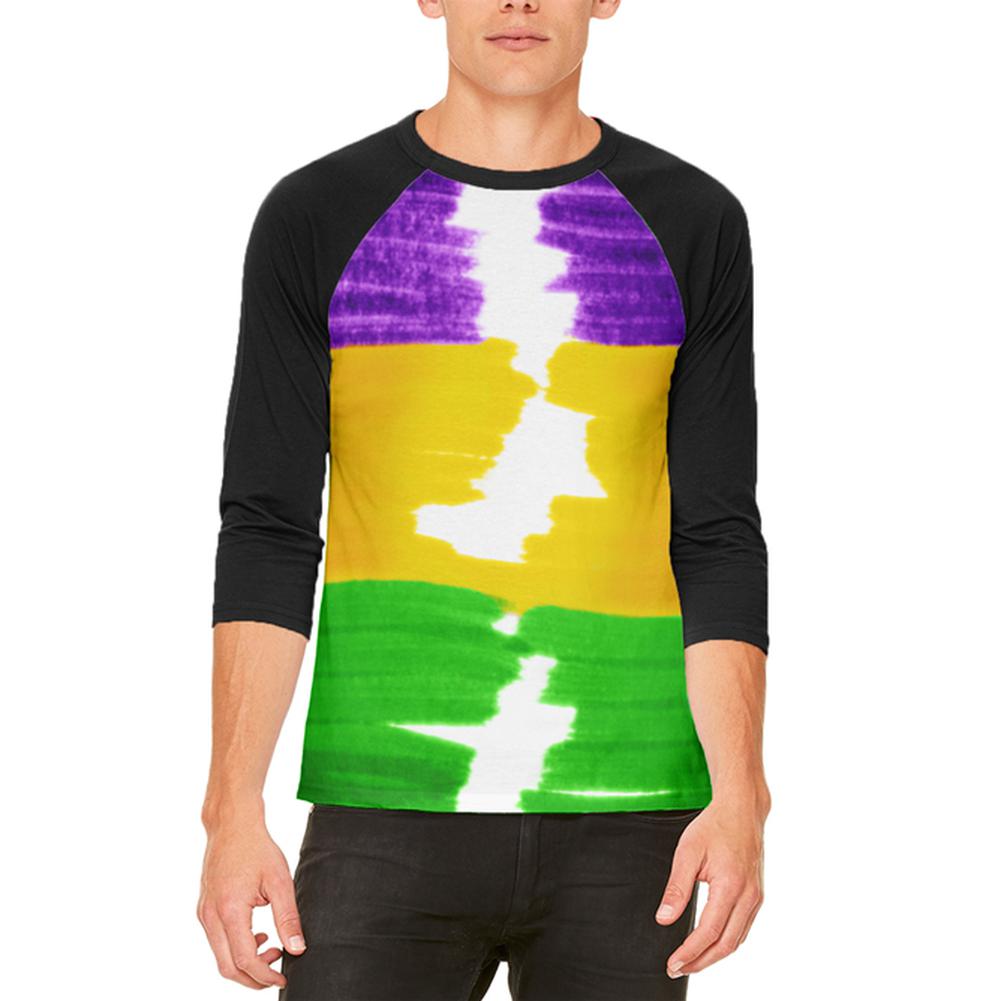Mardi Gras Color Me Cajun Mens Raglan T Shirt Men's T-Shirts Old Glory 2XL White-Black
