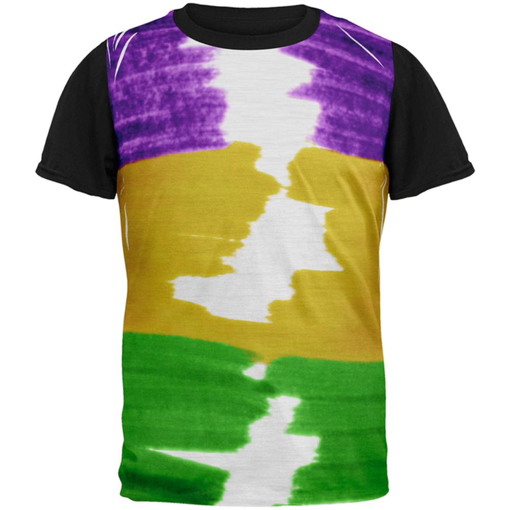 Mardi Gras Color Me Cajun All Over Mens Black Back T Shirt Men's T-Shirts Old Glory MD Multi