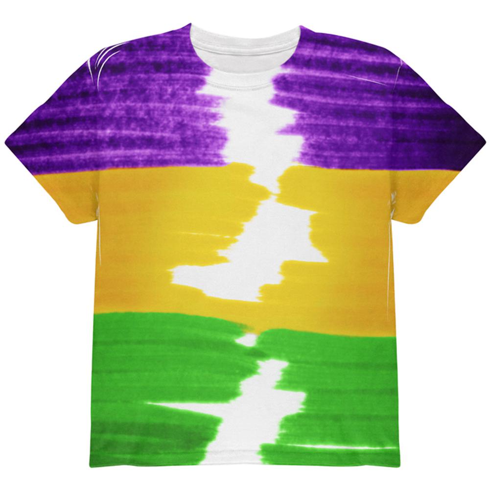 Mardi Gras Color Me Cajun All Over Youth T Shirt Youth T-Shirts Old Glory LG Multi