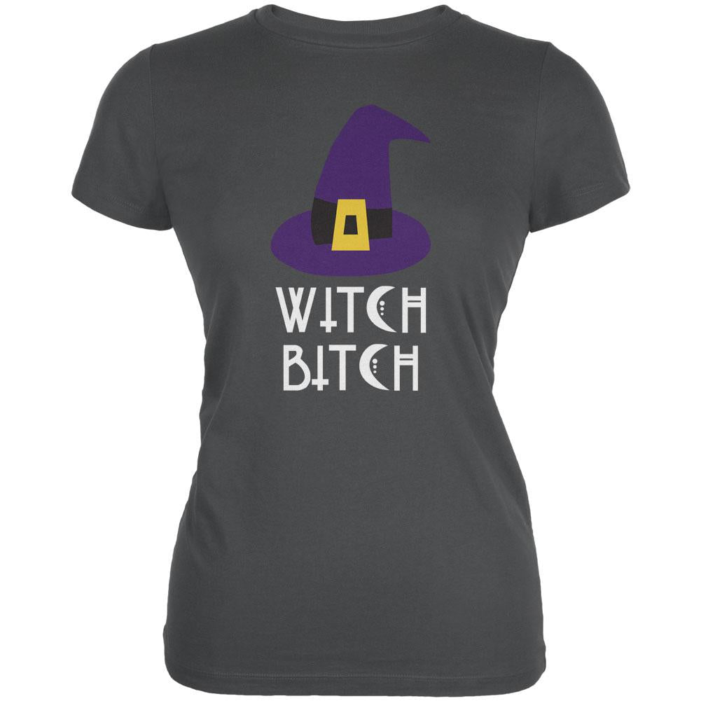 Halloween Witch Bitch Juniors Soft T Shirt Juniors T-Shirts Old Glory 2XL Grey