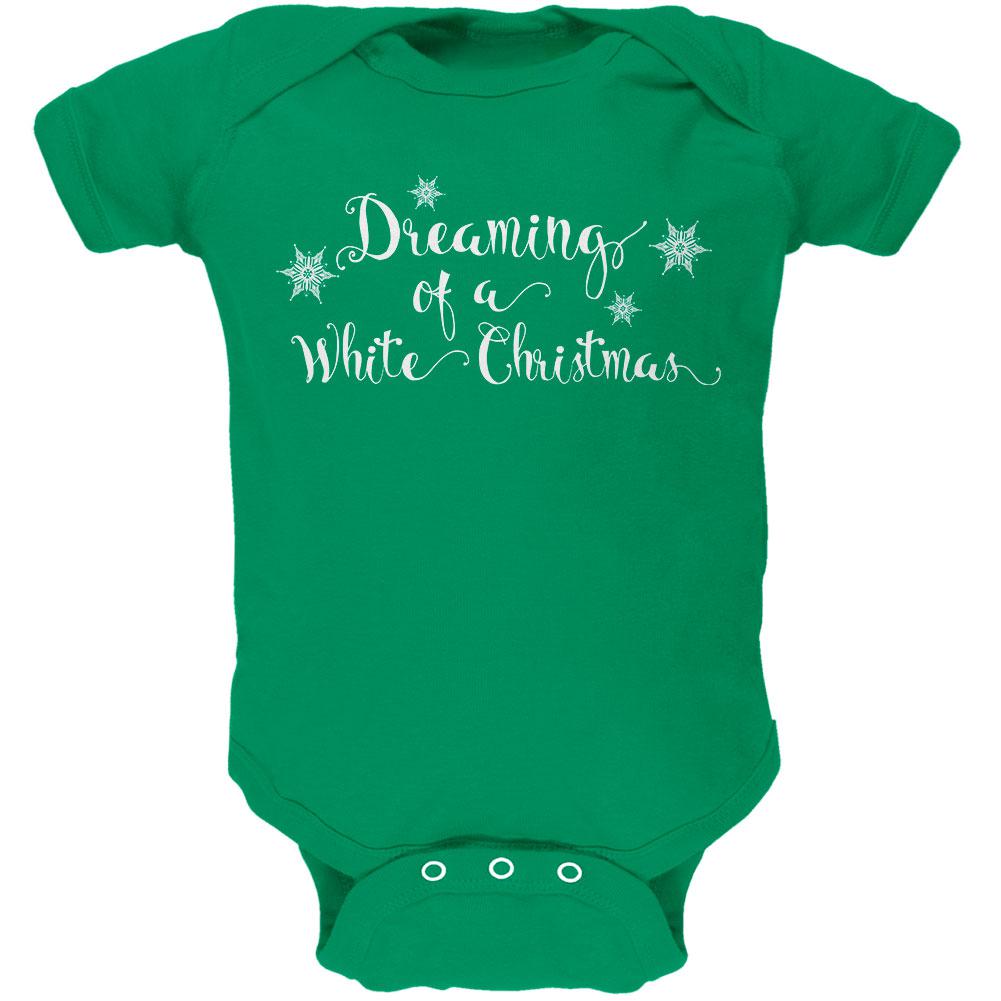 Dreaming of a White Christmas Soft Baby One Piece Baby One Piece Old Glory 12MO Kelly Green