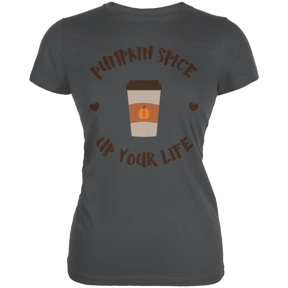 Halloween Pumpkin Spice Up Your Life Juniors Soft T Shirt Juniors T-Shirts Old Glory 2XL Grey