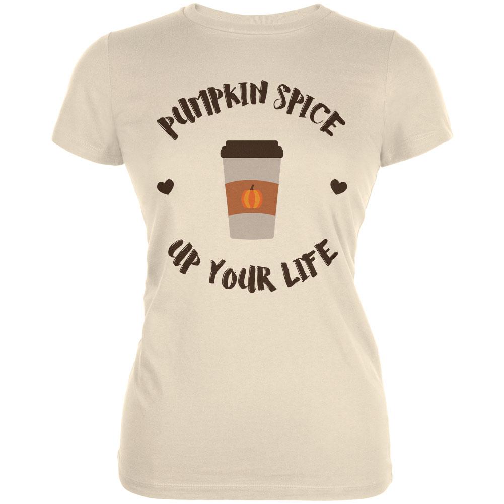 Halloween Pumpkin Spice Up Your Life Juniors Soft T Shirt Juniors T-Shirts Old Glory LG Cream