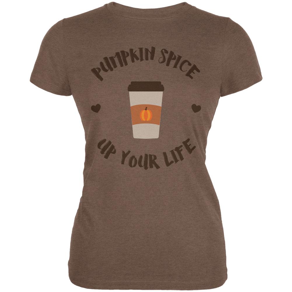 Halloween Pumpkin Spice Up Your Life Juniors Soft T Shirt Juniors T-Shirts Old Glory 2XL Brown