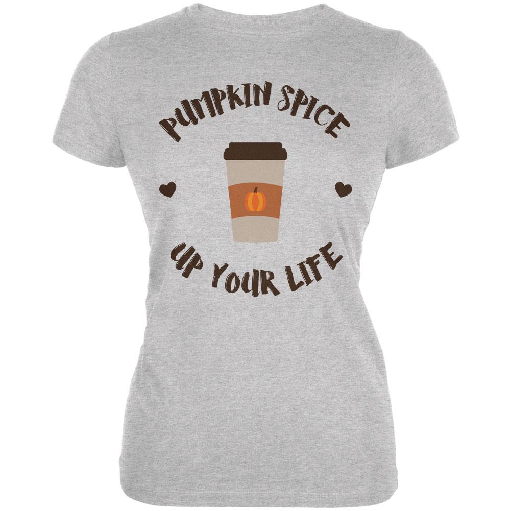 Halloween Pumpkin Spice Up Your Life Juniors Soft T Shirt Juniors T-Shirts Old Glory 2XL Heather Grey