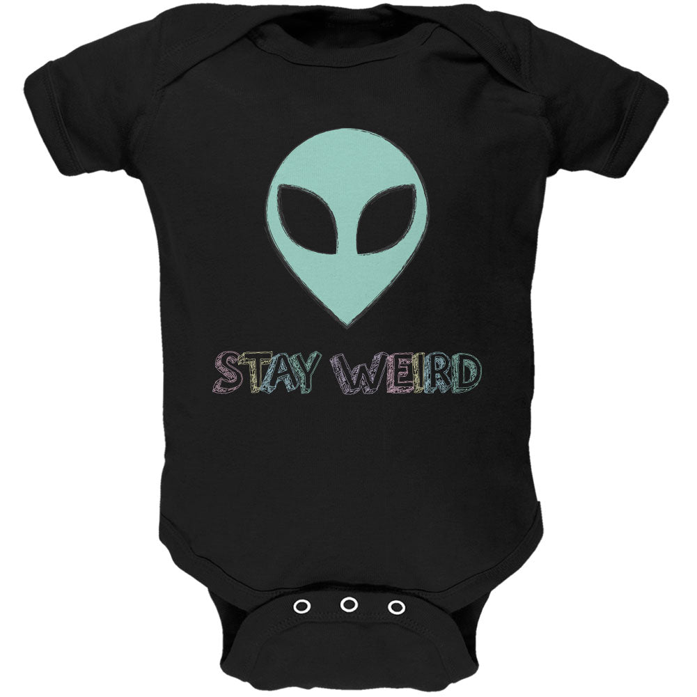 Stay Weird Alien Soft Baby One Piece Baby One Piece Old Glory 12M Black