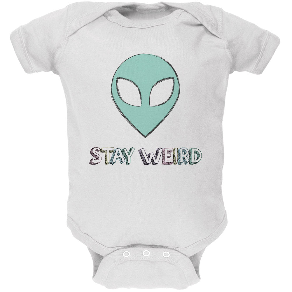 Stay Weird Alien Soft Baby One Piece Baby One Piece Old Glory 12M White