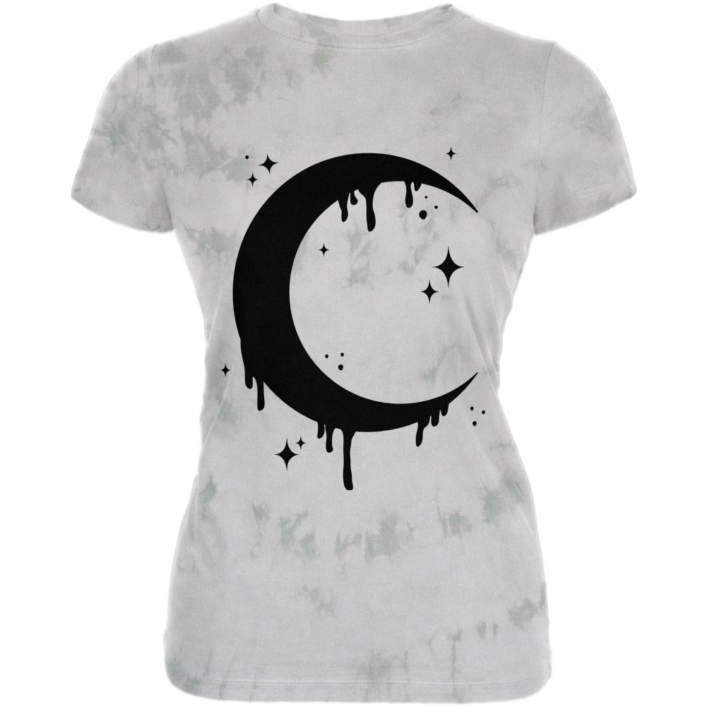 Halloween Dripping Crescent Moon Juniors Premium Soft T Shirt Juniors T-Shirts Old Glory 2XL Green