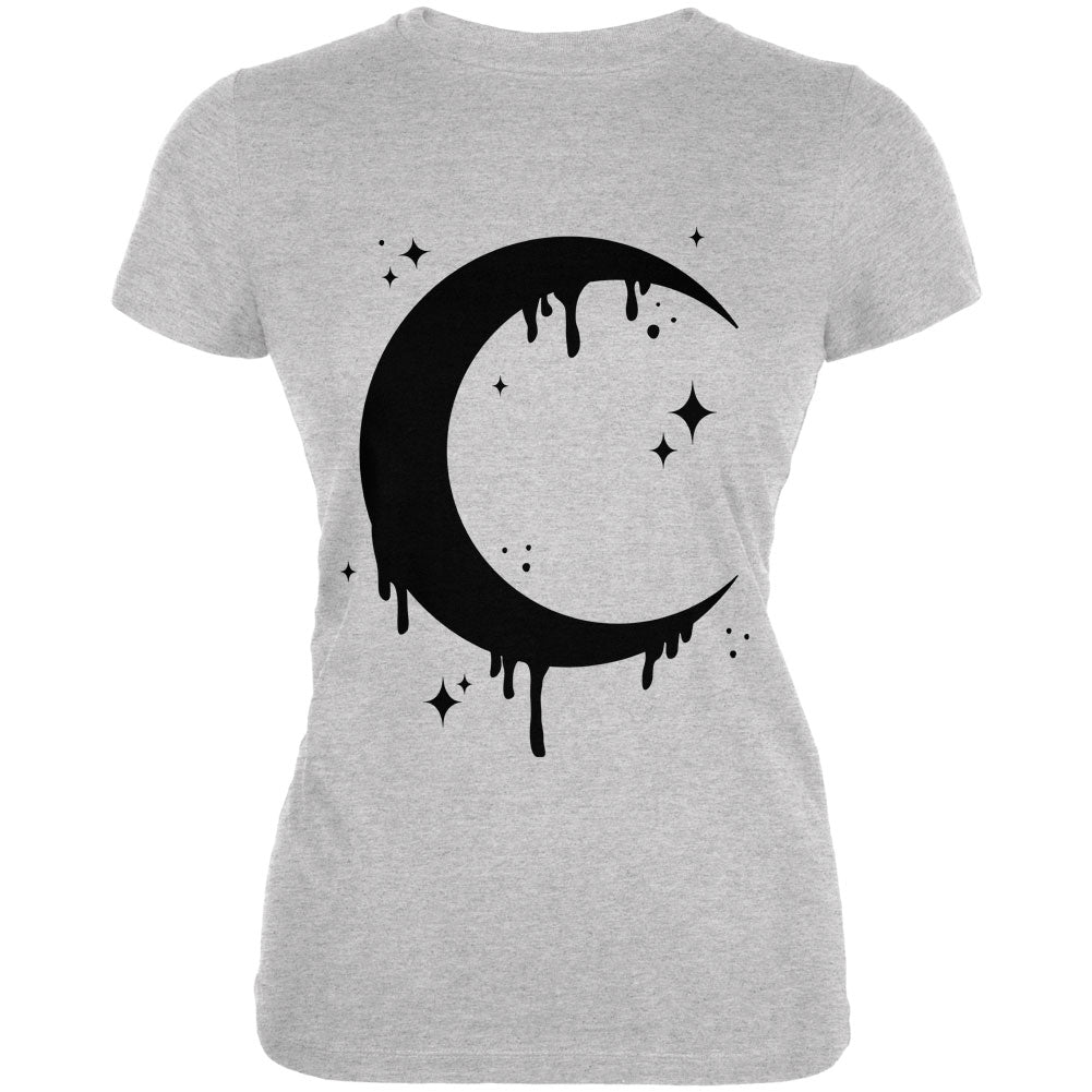 Halloween Dripping Crescent Moon Juniors Soft T Shirt Juniors T-Shirts Old Glory 2XL Heather