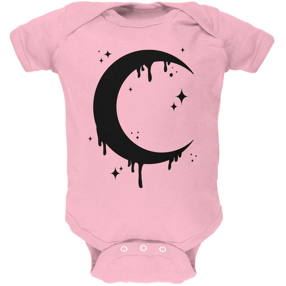 Halloween Dripping Crescent Moon Soft Baby One Piece Baby One Piece Old Glory 12MO Pink