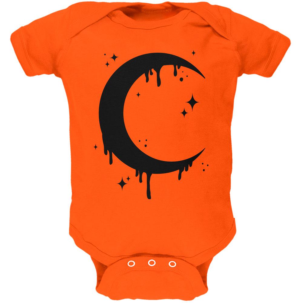 Halloween Dripping Crescent Moon Soft Baby One Piece Baby One Piece Old Glory 12MO Orange