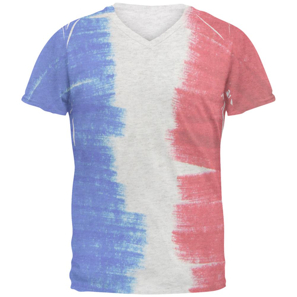 Color Me French Mens Soft V-Neck T Shirt Men's T-Shirts Old Glory 2XL White