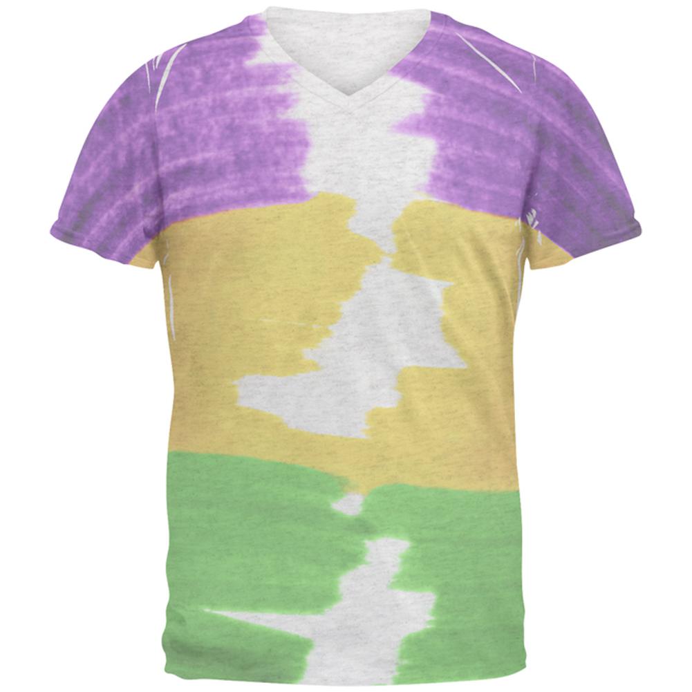 Mardi Gras Color Me Cajun Mens Soft V-Neck T Shirt Men's T-Shirts Old Glory 2XL Heather White