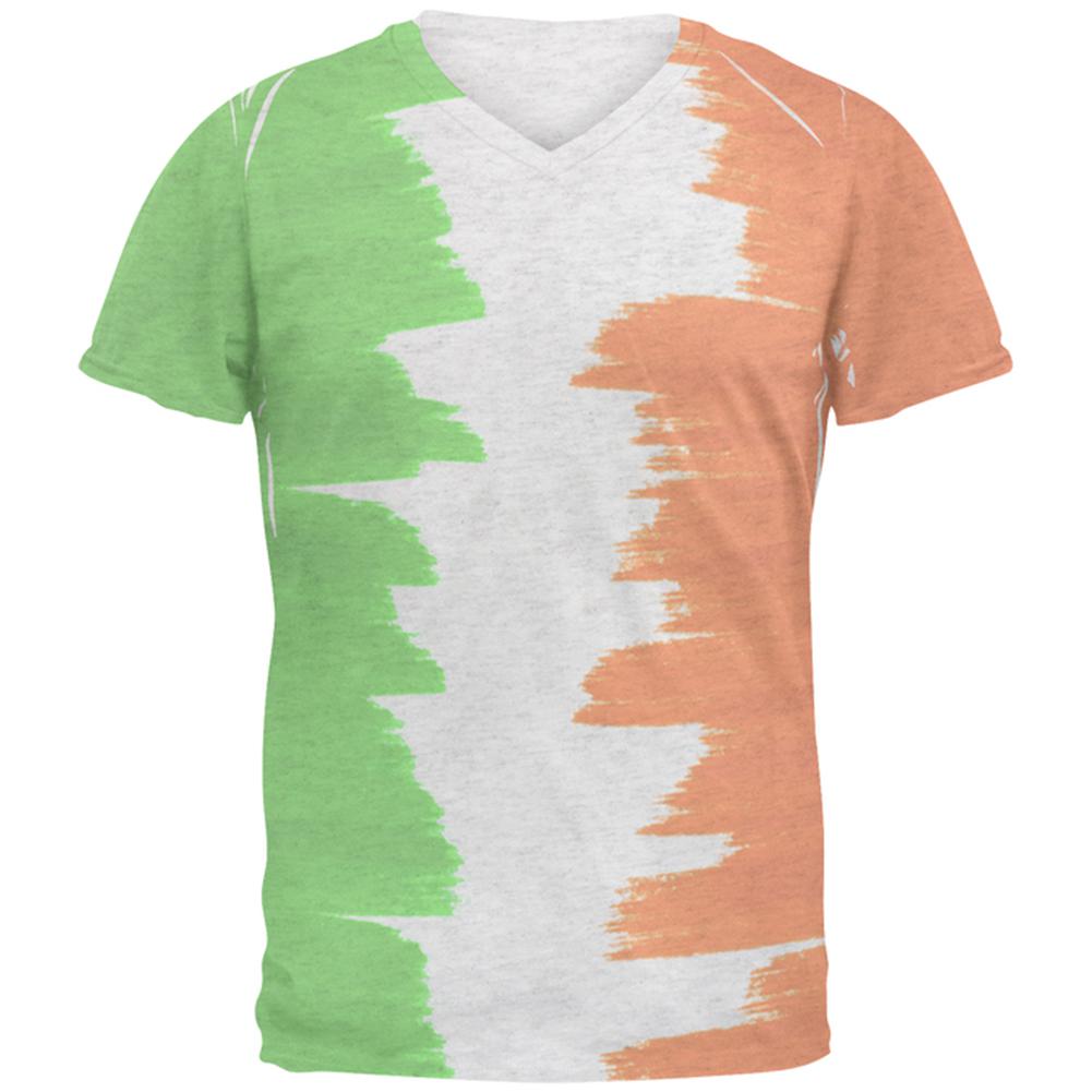 St Patrick's Day Color Me Irish Mens Soft V-Neck T Shirt Men's T-Shirts Old Glory 2XL Heather White