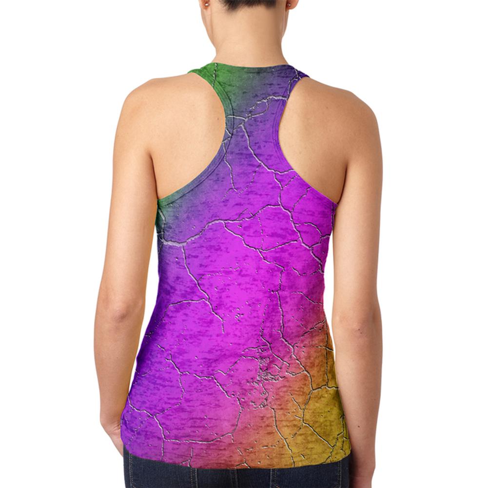 Mardi Gras Party Mask Distressed Grunge Flag Juniors Burnout Racerback Tank Top Juniors Tank Tops Old Glory