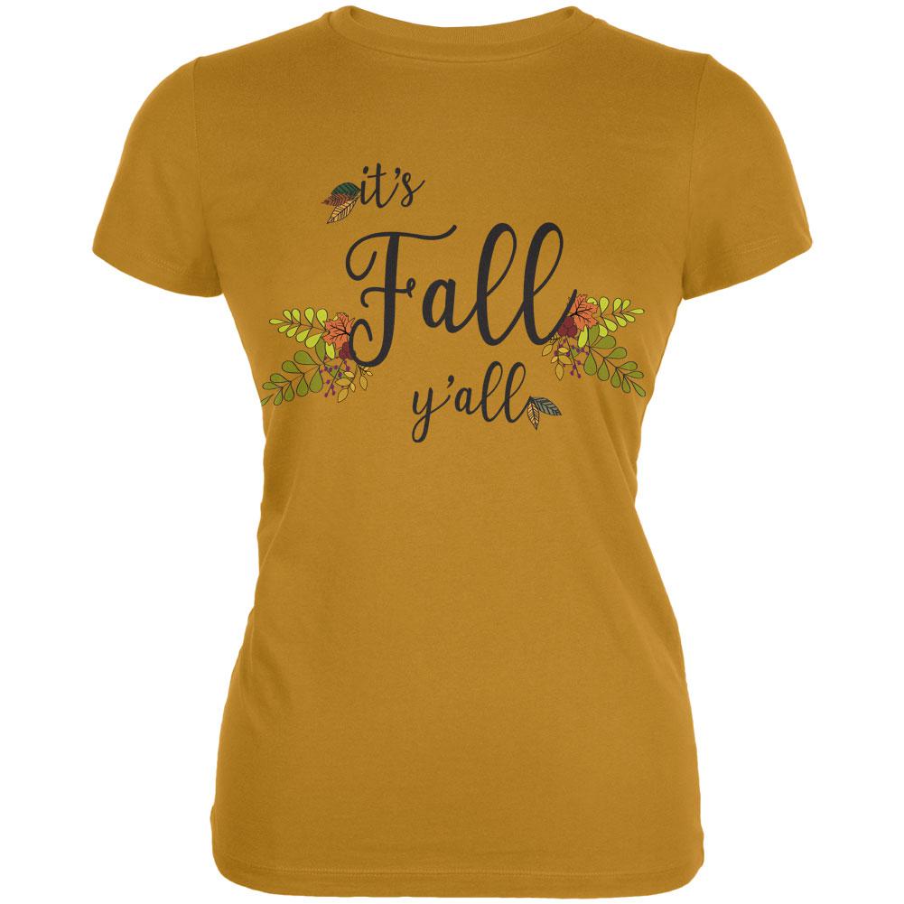 Its Fall Yall Juniors Soft T Shirt Juniors T-Shirts Old Glory LG Yellow