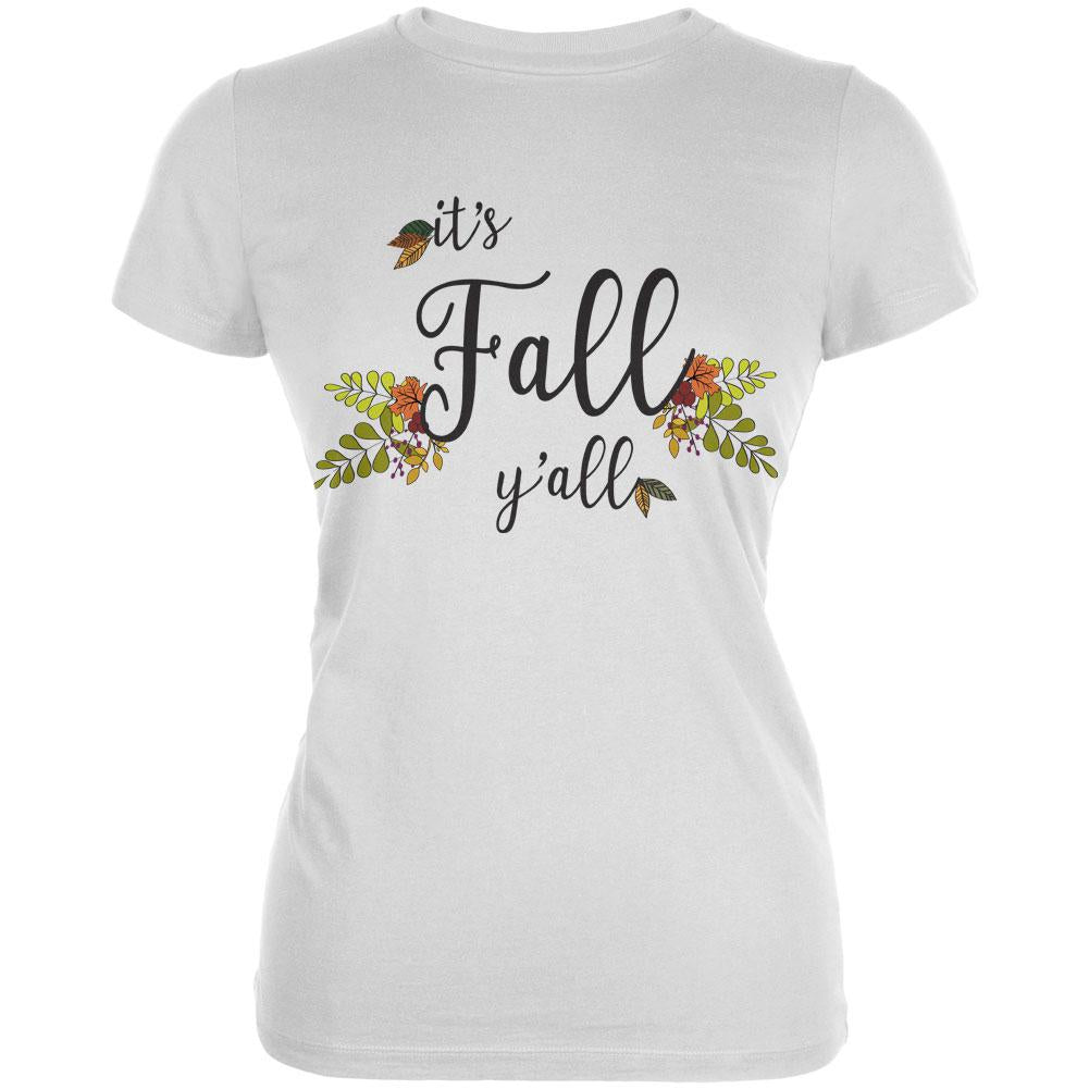 Its Fall Yall Juniors Soft T Shirt Juniors T-Shirts Old Glory 2XL White
