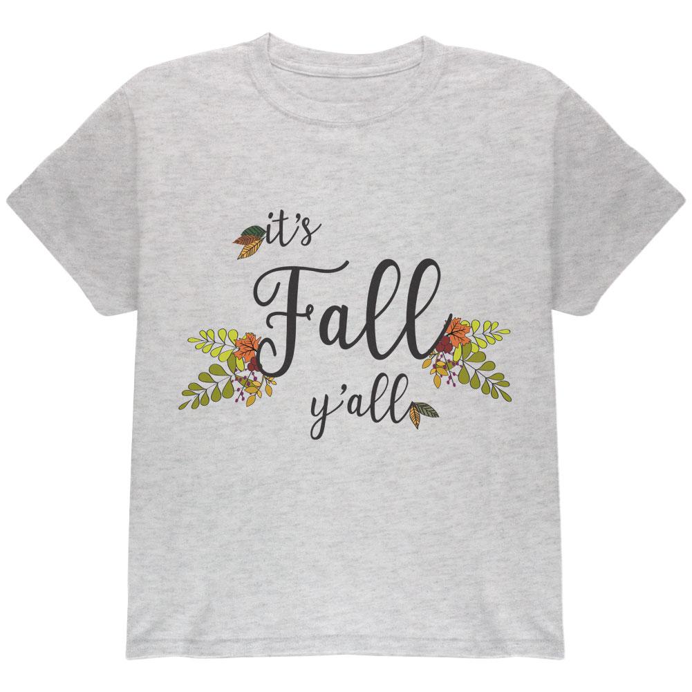 Its Fall Yall Youth T Shirt Youth T-Shirts Old Glory LG Grey