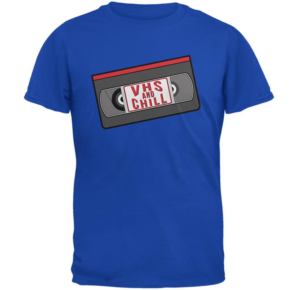 VHS And Chill Funny Mens Soft T Shirt Men's T-Shirts Old Glory 2XL Royal