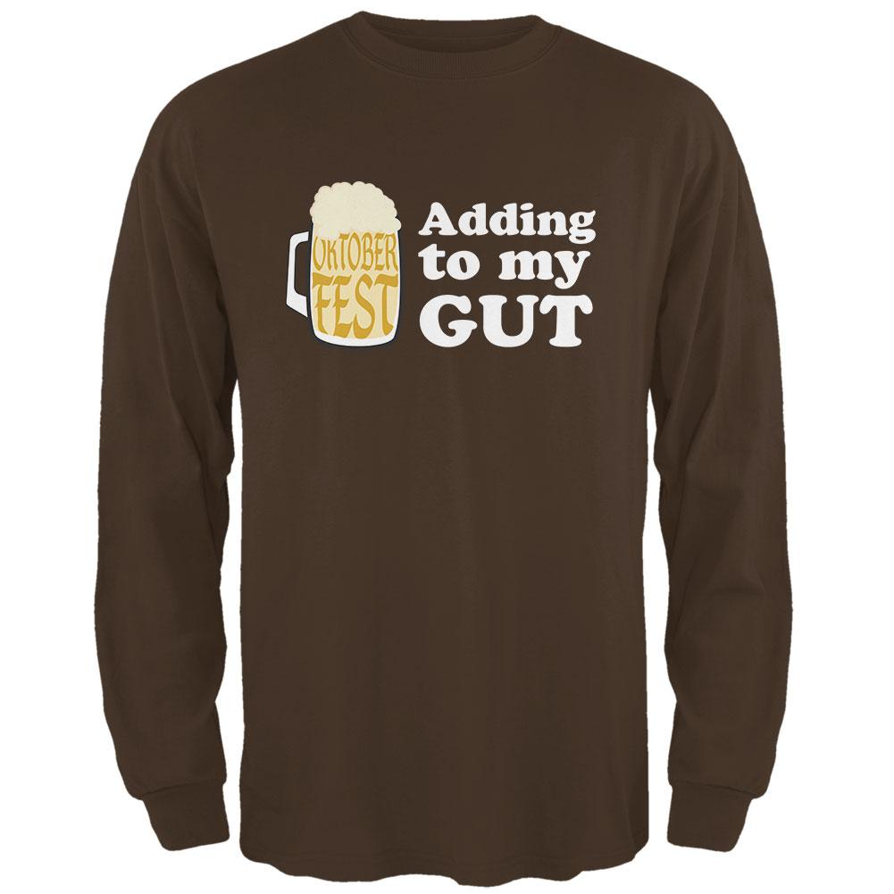 Oktoberfest Adding to My Gut German Beer Mens Long Sleeve T Shirt Men's Long Sleeves Old Glory 2XL Brown