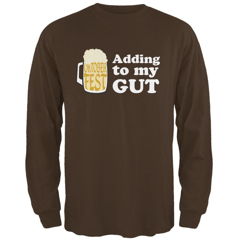 Oktoberfest Adding to My Gut German Beer Mens Long Sleeve T Shirt Men's Long Sleeves Old Glory 2XL Brown