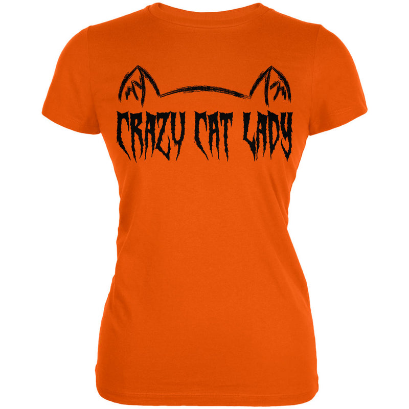 Halloween Crazy Cat Lady Juniors Soft T Shirt Juniors T-Shirts Old Glory 2XL Orange
