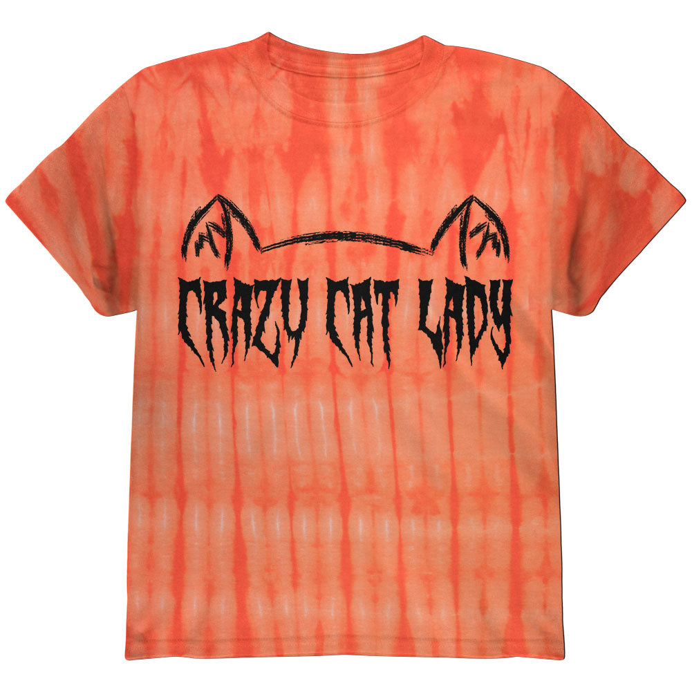 Halloween Crazy Cat Lady Youth T Shirt Youth T-Shirts Old Glory YLG Bamboo Orange Tie Dye