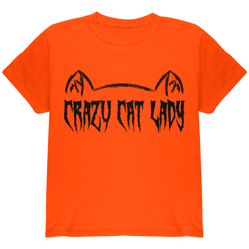 Halloween Crazy Cat Lady Youth T Shirt Youth T-Shirts Old Glory YLG Orange
