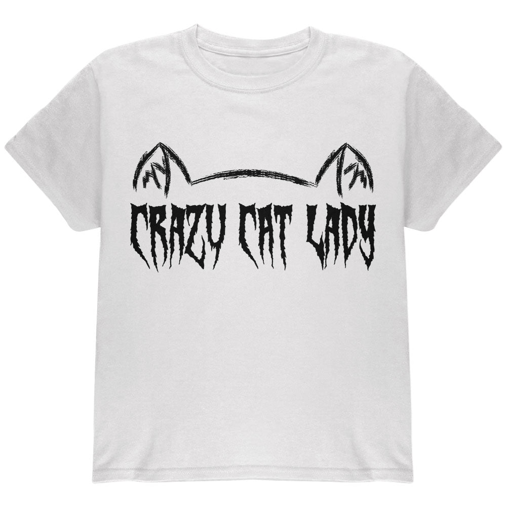 Halloween Crazy Cat Lady Youth T Shirt Youth T-Shirts Old Glory YLG White