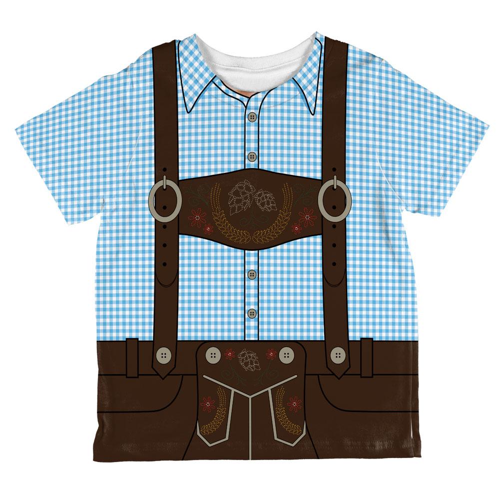 Oktoberfest Lederhosen Costume German Brown Suspenders All Over Toddler T Shirt Toddler T-Shirts Old Glory 2T Blue