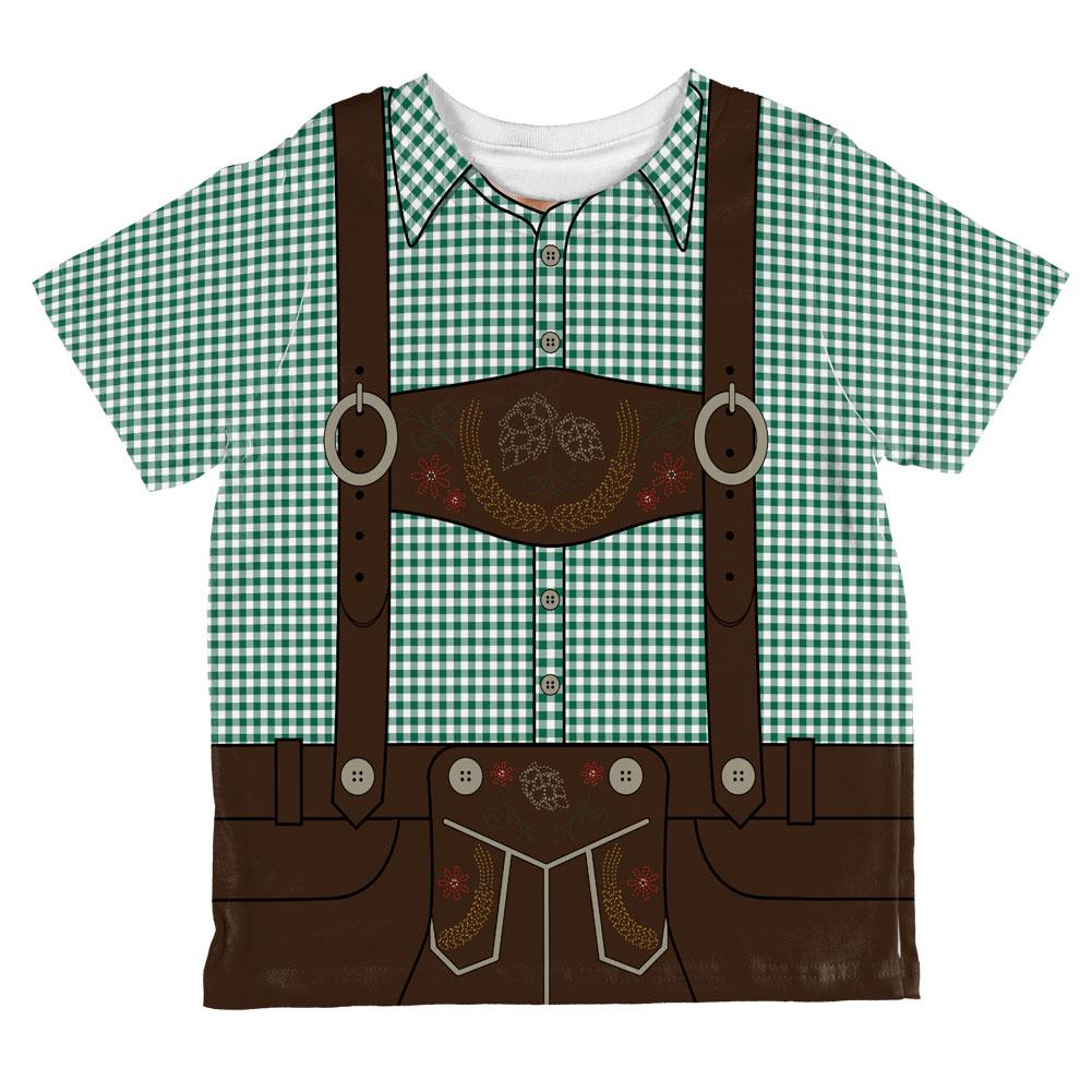 Oktoberfest Lederhosen Costume German Brown Suspenders All Over Toddler T Shirt Toddler T-Shirts Old Glory 2T Green